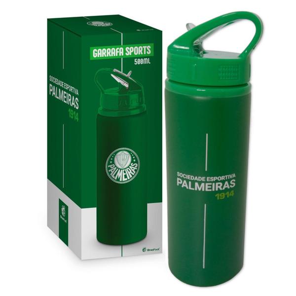 Imagem de Garrafa Squeeze Palmeiras Com Canudo Alumínio Licenciado Academia 500ml - BRASFOOT