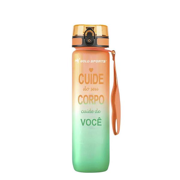 Imagem de Garrafa Squeeze Plástica Gold Sports All Day Siliconada Com Filtro -1Litro -BPA - FREE