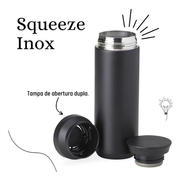 Imagem de Garrafa (Squeeze) térmica inox Quente Frio 470ml - Branco