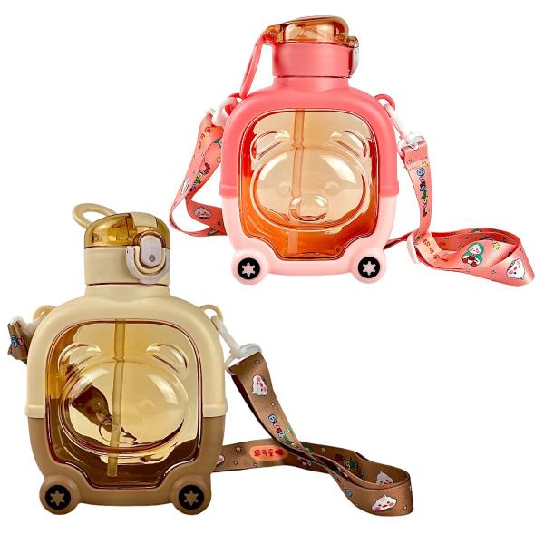 Garrafa Squeeze Ursinho Infantil Com Canudo e Alça 1000ml - FATO Imagem de Garrafa Squeeze Ursinho Infantil Com Canudo e Alça 1000ml