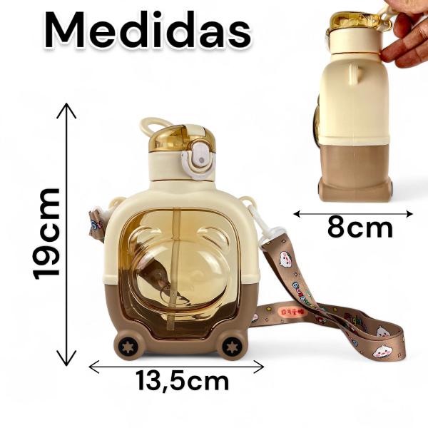 Garrafa Squeeze Ursinho Infantil Com Canudo e Alça 1000ml - FATO Imagem de Garrafa Squeeze Ursinho Infantil Com Canudo e Alça 1000ml