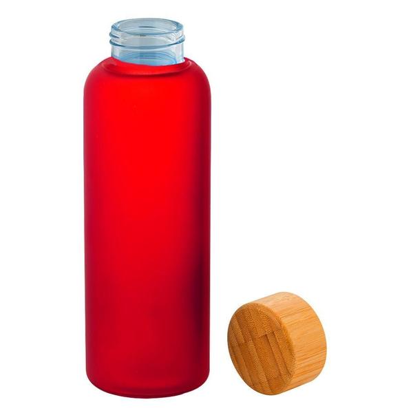 Imagem de Garrafa Squeeze Vidro E Bambu 500Ml Lucid Topget - Vermelho