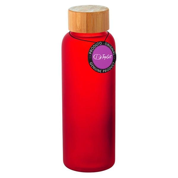 Imagem de Garrafa Squeeze Vidro E Bambu 500Ml Lucid Topget - Vermelho