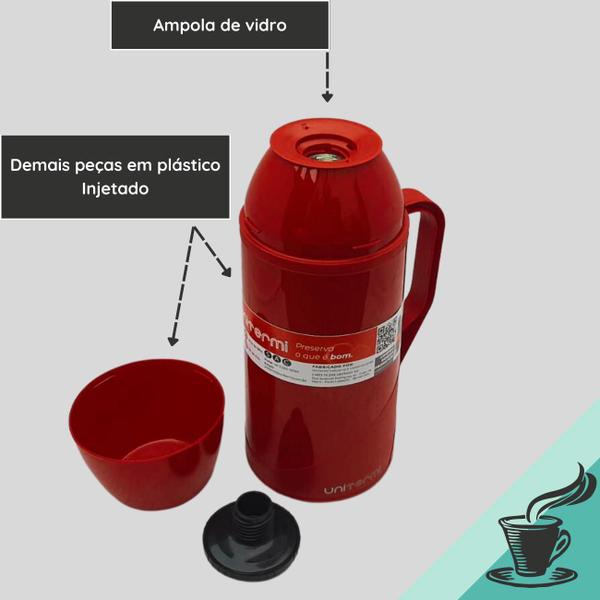 Imagem de Garrafa Térmica 1 Litro Roma Unitermi Café Leite Chá Água Tereré Chimarrão Suco