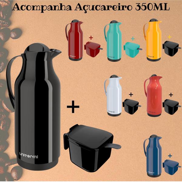 Imagem de Garrafa Térmica 1 Litro Siena Unitermi e Acompanha Açucareiro 350 ML Café Água Chimarrão Chá Tereré