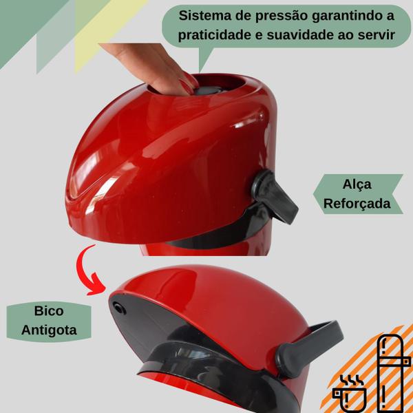 Imagem de Garrafa Térmica 1 Litro Sistema Pressão Verona + Açucareiro 350 ML Garrafa com Alça Ampola de Vidro