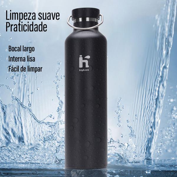 Imagem de Garrafa Térmica 1000ml de Café Água Suco Parede Dupla A Vácuo Inox Camping Academia Passeio Caminhada Portátil