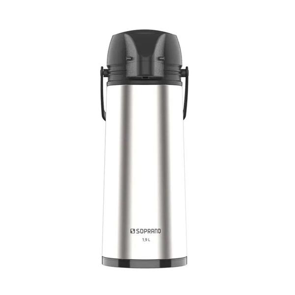 Imagem de Garrafa Térmica 1,9 Litros Inox/Preto - Soprano