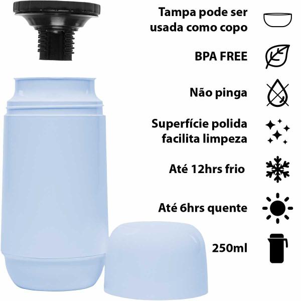 Imagem de Garrafa Térmica 250ml Água Chá para Camping Pesca Suco Higiene Bebê Maternidade Mamadeira