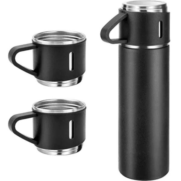 Imagem de Garrafa Térmica 3X1 Xícaras Kit Premium Para Bebidas Quentes