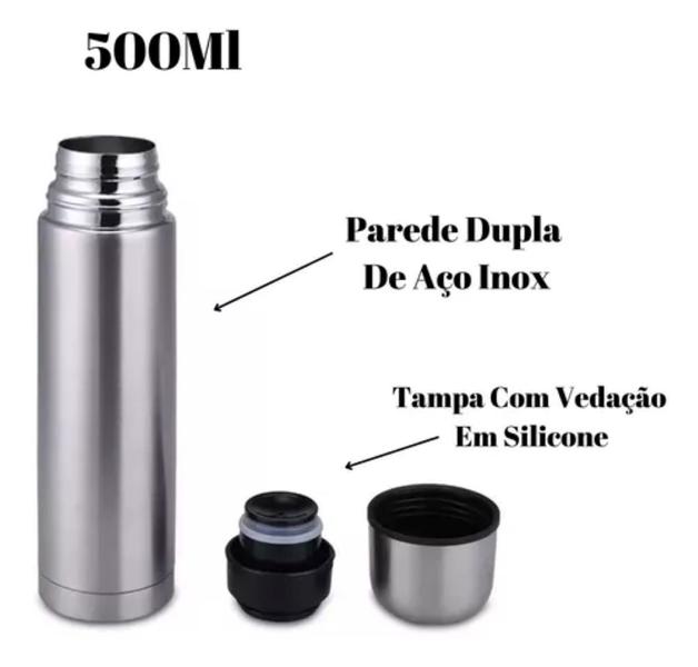 Imagem de Garrafa Térmica 500 Ml - Academia Água Squeeze - Inox