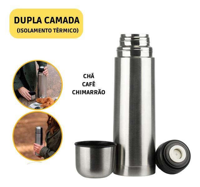 Imagem de Garrafa Térmica 500ml Inox Café Água Chá Quente E Frio