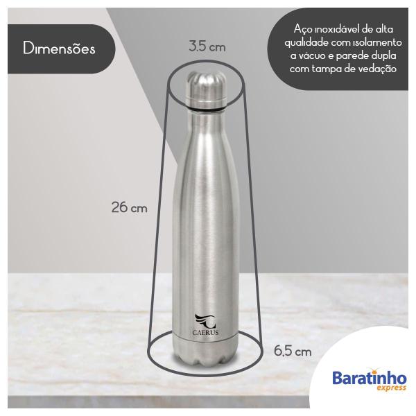 Imagem de Garrafa Térmica 500ml Prata Em Aço Inox Duplo Viagem