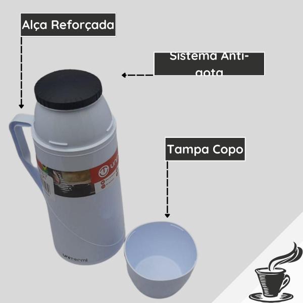 Imagem de Garrafa Térmica 500ML Roma Unitermi Garrafinha Pequena Ampola vidro Café Chá Água Tereré Chimarrão