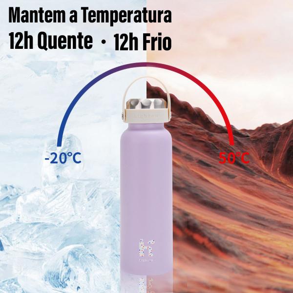 Imagem de Garrafa Térmica 600ml de Café Água Suco Parede Dupla A Vácuo Inox Camping Academia Passeio Caminhada Portátil