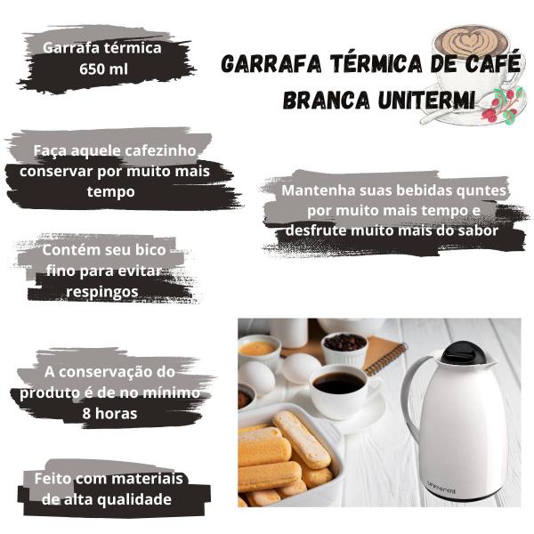 Imagem de Garrafa Térmica 650ml Branca Café Chá Florença Unitermi