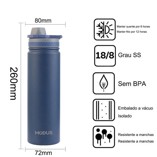 Imagem de Garrafa Térmica 750ml Aço Inoxidável Portátil Café Suco Água Academia Passeio Camping Caminhada