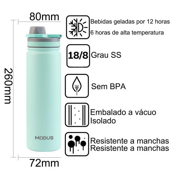 Imagem de Garrafa Térmica 750ml Aço Inoxidável Portátil Café Suco Água Academia Passeio Camping Caminhada