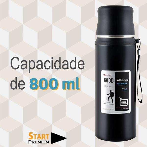 Imagem de Garrafa Térmica 800Ml Com Tampa E Alça Parede Dupla De Isolamento Vacuum Linha Premium