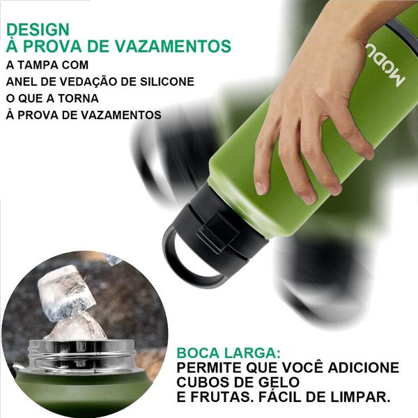 Imagem de Garrafa Térmica 800ML Litros Com Divisória Compartimento Café Chá Whey para de Água Café Suco Camping Academia Passeio Caminhada 