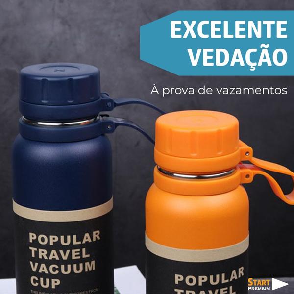 Imagem de Garrafa Térmica 850ml De Aço Inox Para Água Café Suco Chá Conversa Líquido Frio E Quente Com Alça E Parede Dupla