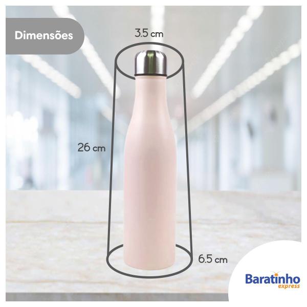 Imagem de Garrafa Térmica A Vácuo Água 500ml Aço Inox Rosa Academia