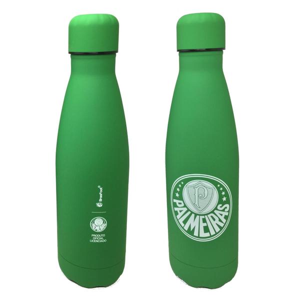 Garrafa Térmica Aço 500ml Palmeiras Emborrachada Oficial - brasfoot Imagem de Garrafa Térmica Aço 500ml Palmeiras Emborrachada Oficial