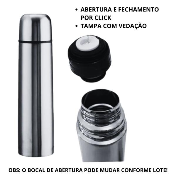 Imagem de Garrafa Térmica Aco Inox Agua Cafe Cha 500ml Portatil