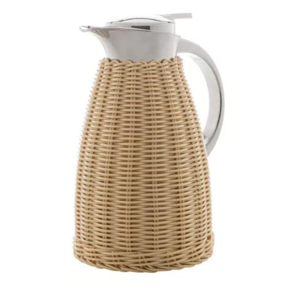 Imagem de Garrafa Termica Aco Inox C/rattan Plastico Bege 1,5l Elegant