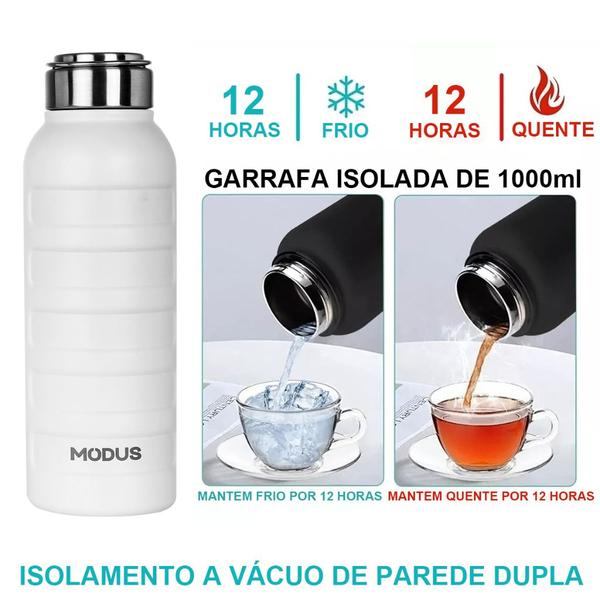 Imagem de  Garrafa Térmica Aço Inox Portátil 1 Litro Café Suco Água Academia Passeio Caminhada