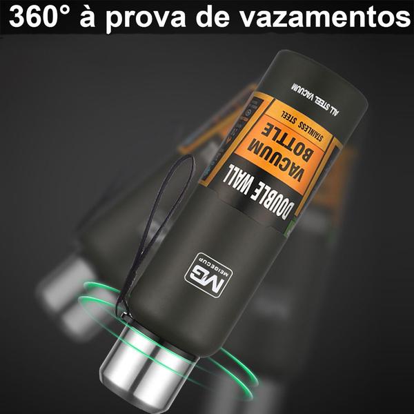 Imagem de Garrafa Térmica Água Café Suco Aço Inox 1L ou 1,5L Com Bolsa de Transporte Academia Passeio Caminhada Camping Bebida Quente Gelada