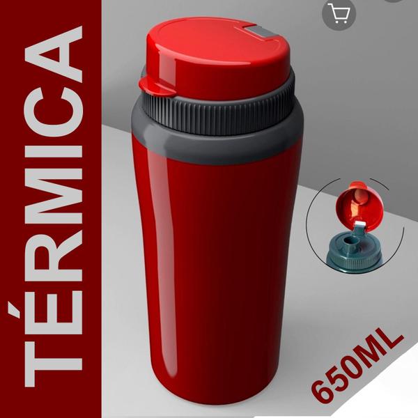 Imagem de Garrafa Termica água chá 650ml até 6h otima vedação Academia Squeeze design acampamento viagens