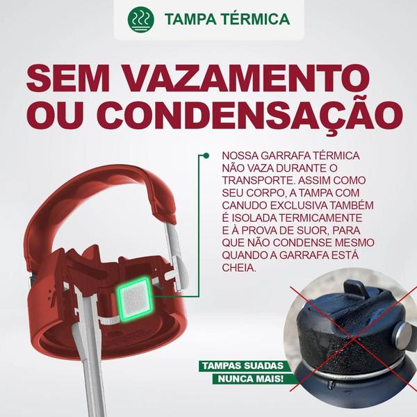 Imagem de Garrafa Térmica Arell a Vácuo Tricolor do Fluminense 532ml