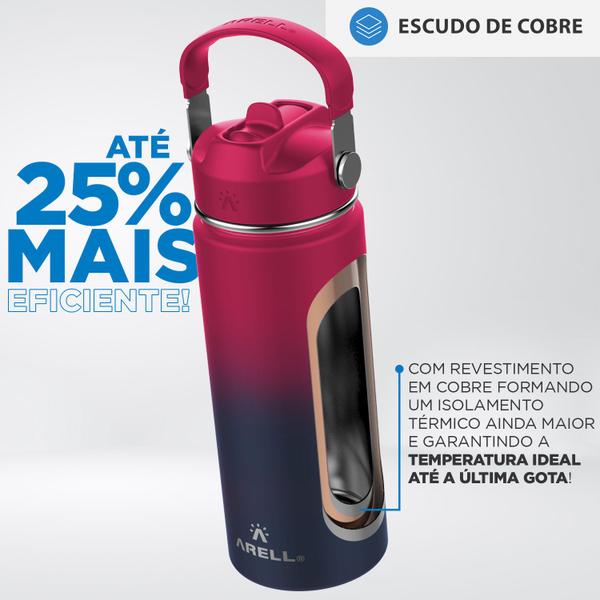 Imagem de Garrafa Térmica Arell Straw FlaskBlack Esporte Fitness 532ml