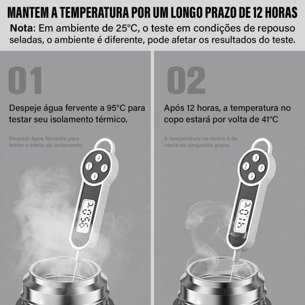 Imagem de Garrafa Térmica Café Suco Água Aço Inox 1L ou 1,5L Com Bolsa de Transporte Academia Passeio Caminhada Camping Bebida Quente Gelada 