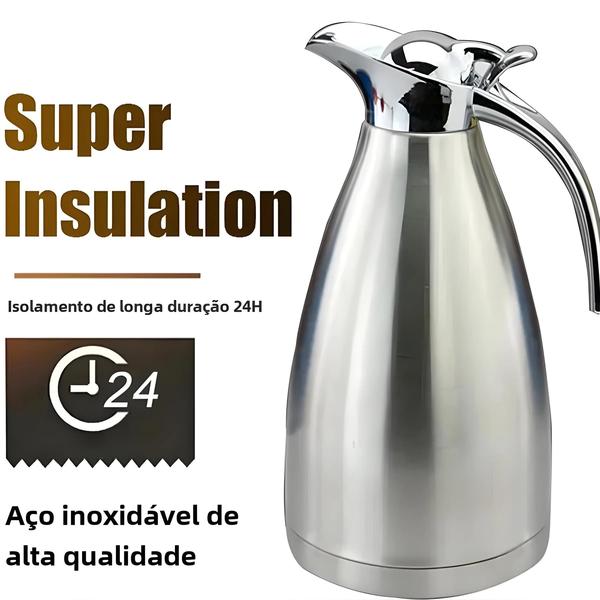 Imagem de Garrafa Térmica de Aço Inoxidável 2L - Isolada, Dupla Camada, para Casa e Escritório