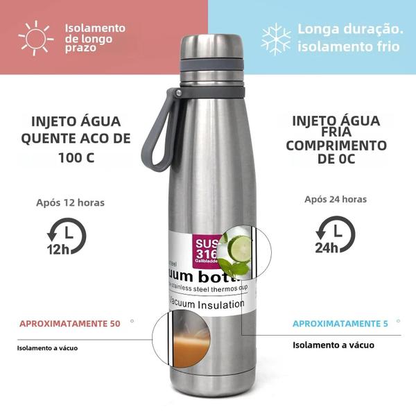 Imagem de Garrafa Térmica de Aço Inoxidável - Isolada, Grande Capacidade, para Viagens