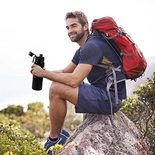 Imagem de Garrafa Térmica de Água Parede Dupla Café Suco Água Camping Academia Passeio Caminhada 1L Aço Inox