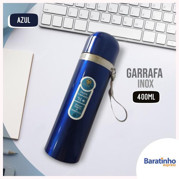 Imagem de Garrafa Térmica De Água Squeeze Click 400ml Aço Inox Azul