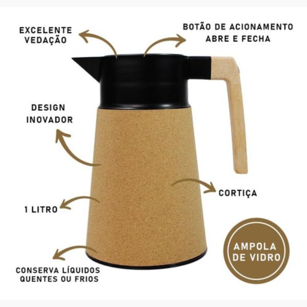 Imagem de Garrafa Térmica De Café Cortiça Chá 1 Litro Garrafão Prática