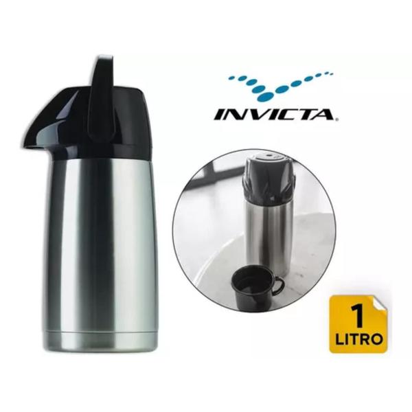 Imagem de  Garrafa Térmica de INOX  Prateada AirPot de 1L - INVICTA