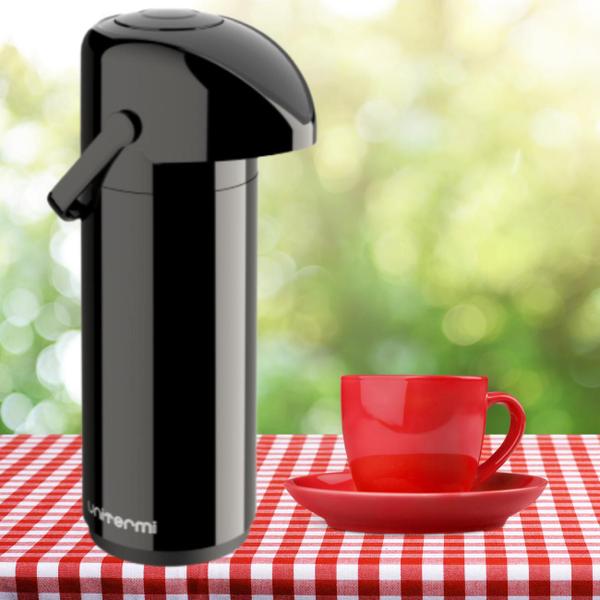 Garrafa Térmica De Mesa 1 Litro de Pressão com alça Ampola de Vidro Verona Unitermi Resistente Imagem de Garrafa Térmica De Mesa 1 Litro de Pressão com alça Ampola de Vidro Verona Unitermi Resistente