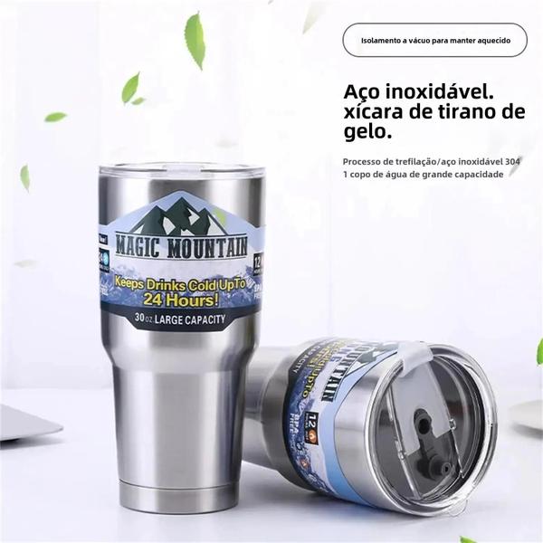 Imagem de Garrafa Térmica de Vácuo em Aço Inoxidável 30oz - Para Café, Cerveja e Suco