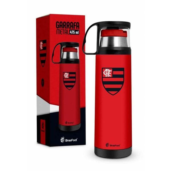 Imagem de Garrafa Térmica Flamengo Com Caneca G 475 ml UN - Vermelho e Preto - Brasfoot