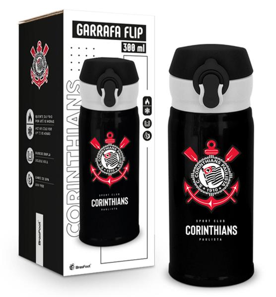 Imagem de Garrafa térmica flip 300ml times - corinthians - brasfoot