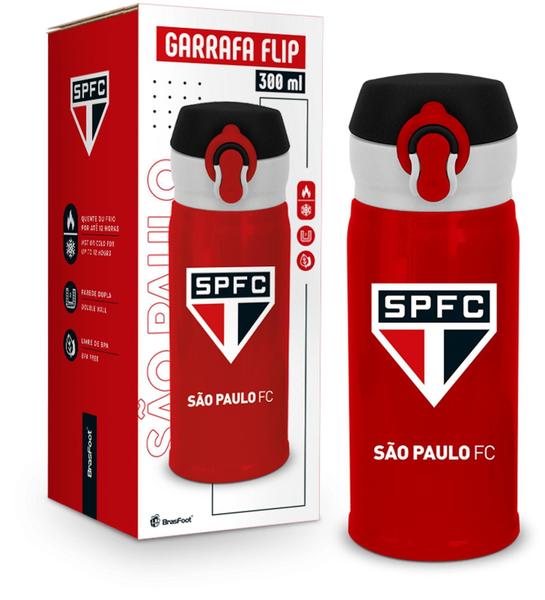 Imagem de Garrafa térmica flip 300ml times - são paulo - brasfoot