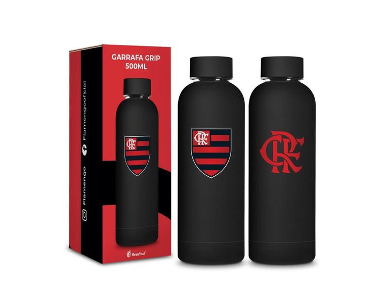 Imagem de Garrafa termica grip 500ml emborrachado times - flamengo - Brasfoot Presentes