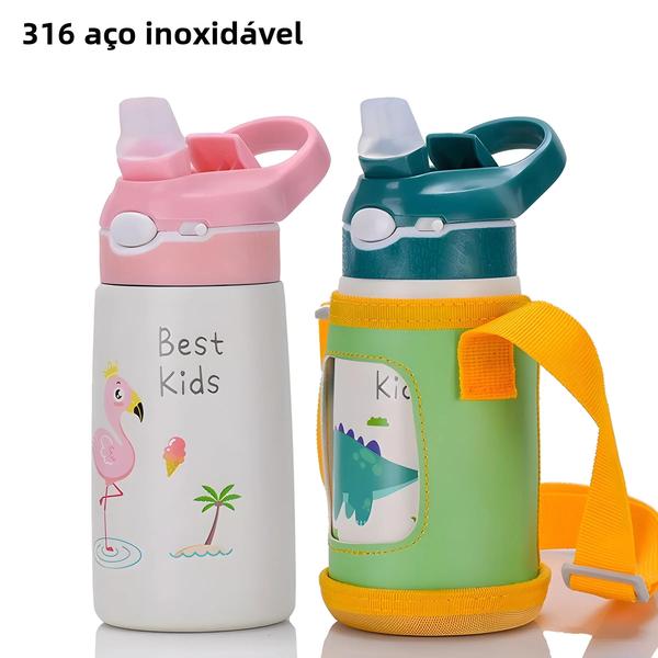 Imagem de Garrafa Térmica Infantil 400ml com Bico de Pato - Aço Inoxidável