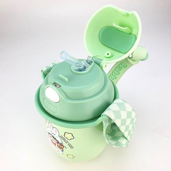 Imagem de Garrafa Térmica Infantil Aço Inox 350ml Alça Rabbit Verde