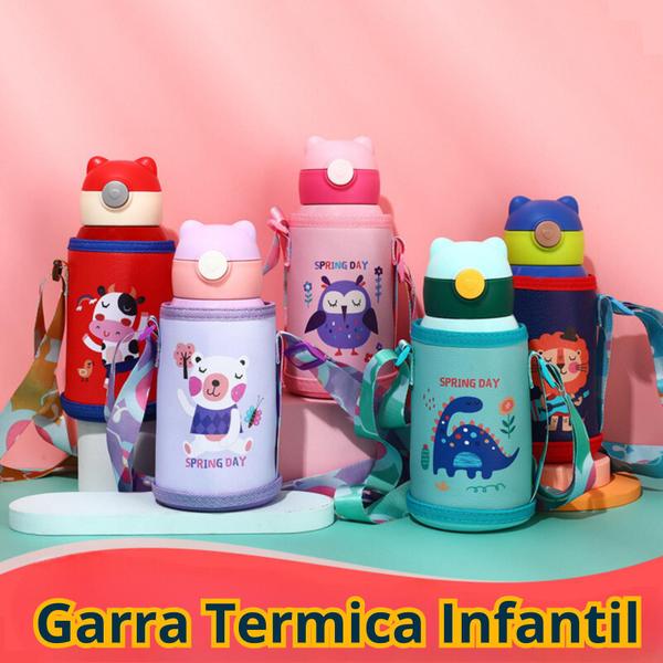 Imagem de Garrafa Térmica Infantil Bebe Inox Bichinhos 2 em 1 Criança